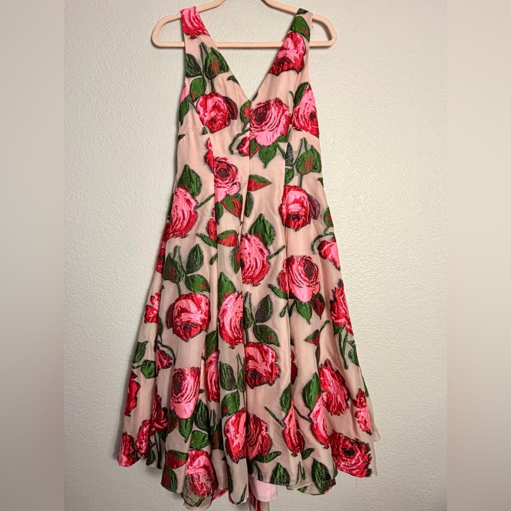 LELA ROSE Rose Print Midi Dress